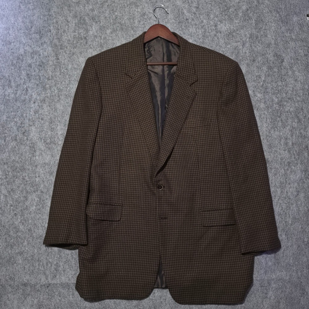 Brioni Roma Mens Brown Houndstooth Wool Sport Coat Blazer Italy 46L 56L